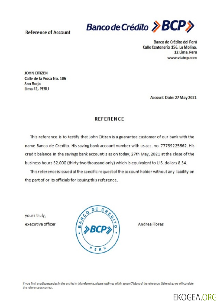 Pérou , Banco de Credito , reference